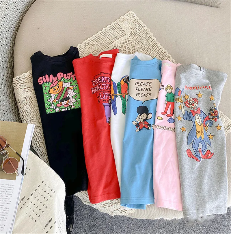 

Short-sleeve Girls T-shirt Dress 2022 New Baby Kids Summer Cartoon Print Dresses for Children's Clothing