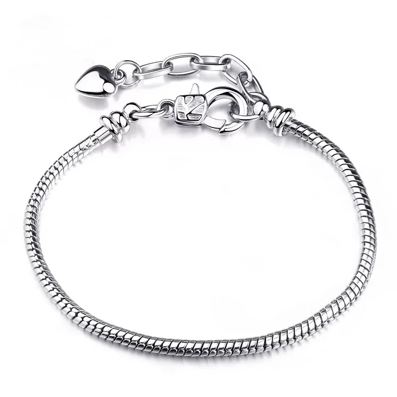 long xia bracelet Высокое качество 16-21 см змейка цепь звено браслет подходящая Европейская Подвеска DIY браслет для женщин DIY Мода для украшения подарка - Окраска металла: long xia bracelet