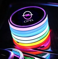 2pc car logo cup lights for opel insignia astra j h g corsa agila antara meriva led luminous coaster drinks holders accessorie