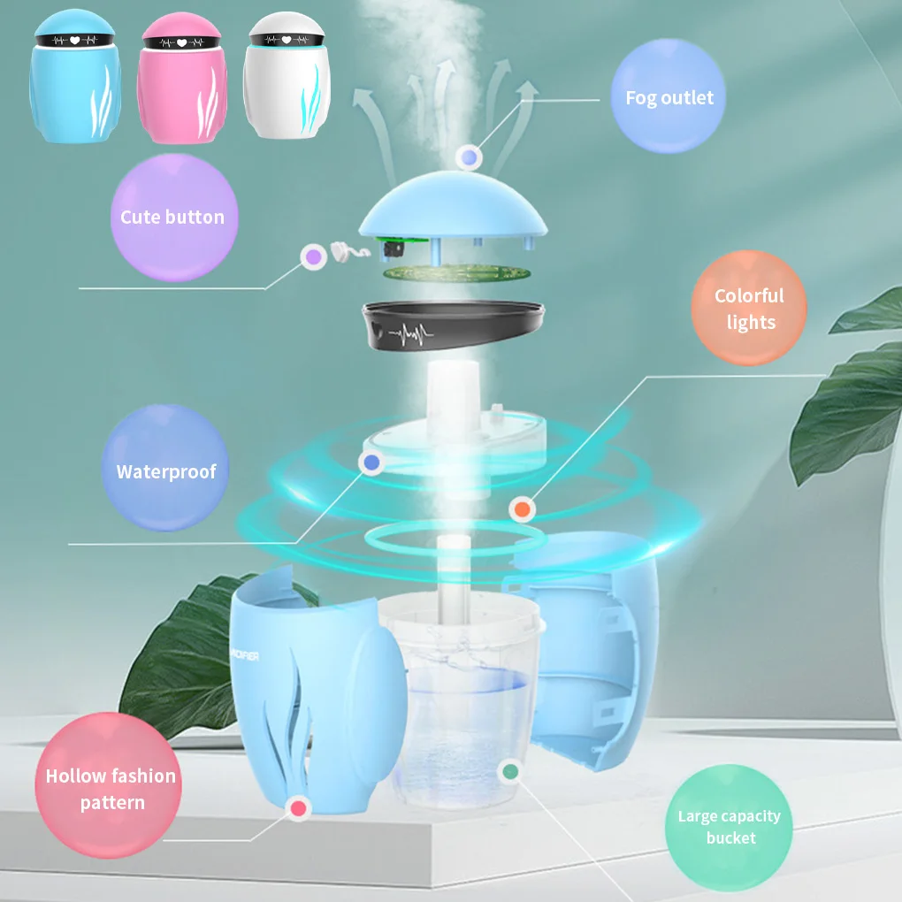 

350ml Air Humidifier 2 Spray Modes USB Mini Spray Diffuser 2W Night Light Tabletop Humidifier Home Office Air Atomizer Diffuser