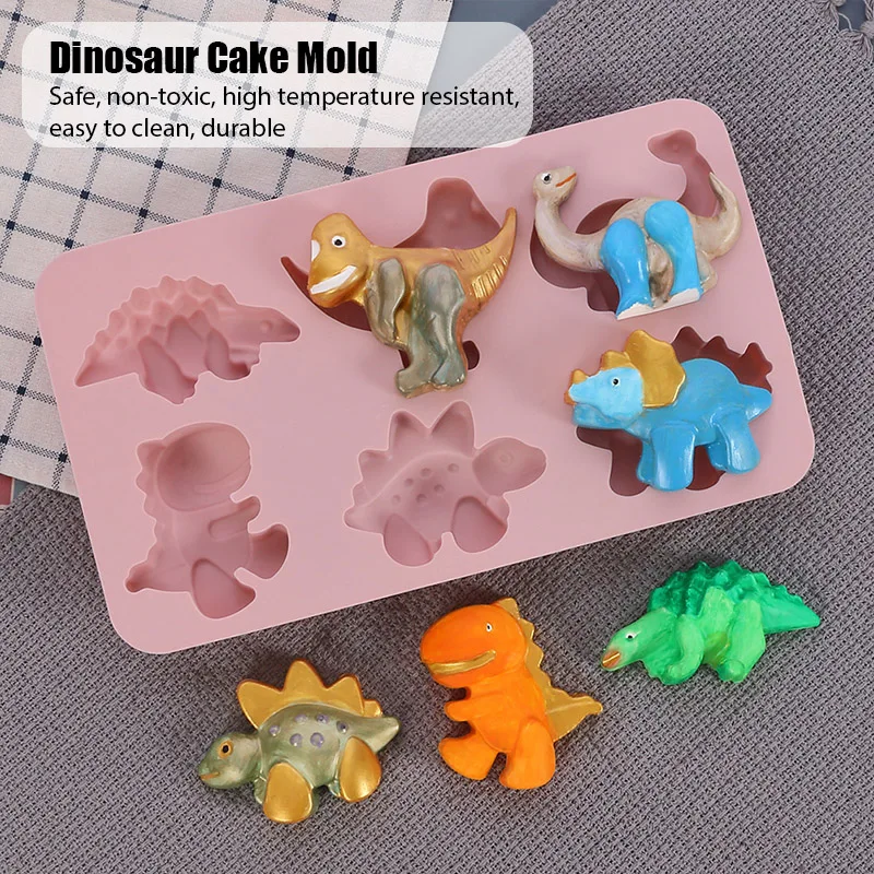 Silicone Fondant Mold 6 Hole Different Shapes Dinosaur Cake Chocolate Cute Animals Baking Tools | Дом и сад