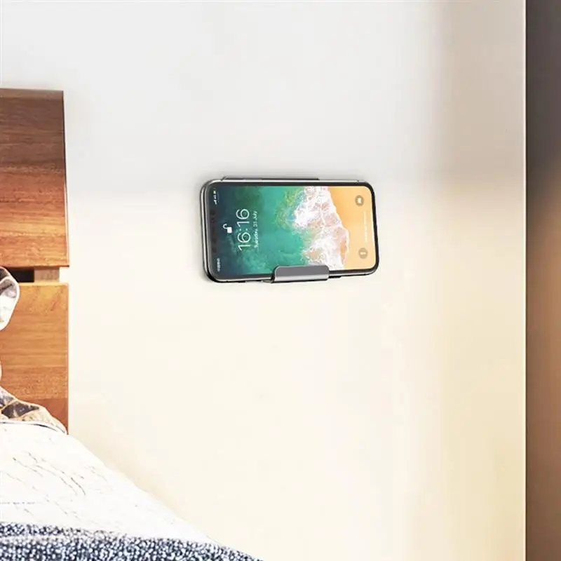 

1Pc Wall Mount Phone Storage Rack Practical Tile Metal Tablet Holder (Silver)