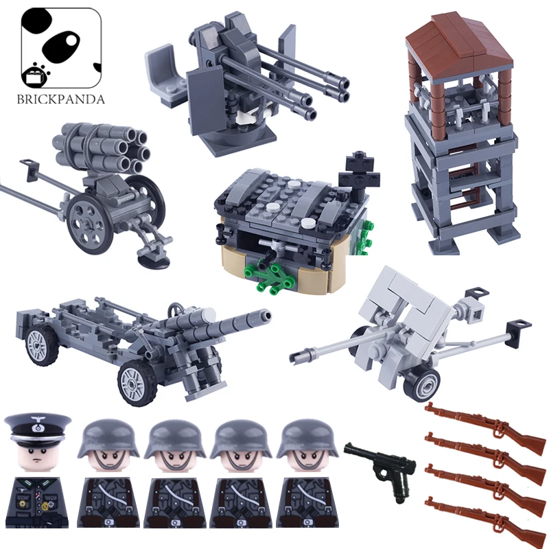 

BRICKPANDA WW2 German Soldiers Building Blocks Military Infantry Soldier Figures Weapons Guns Helmet Parts Bricks MOC Blocks