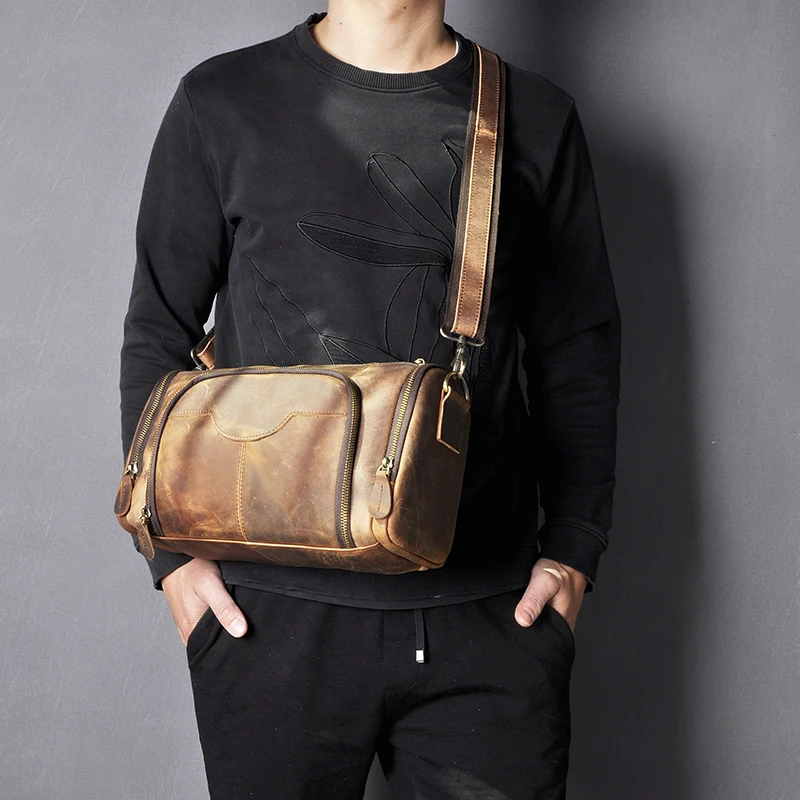 Модная повседневная мужская сумка мессенджер из натуральной кожи ранец воловьей