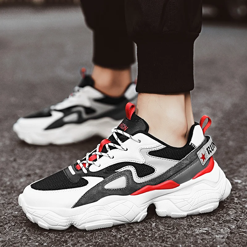 Luxury Brand Designed Men Dad Chunky Sneakers Big Sole Trending Street Walking Shoes Fashionable Running For Young Hip Hop | Спорт и