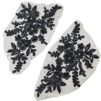 new arrival 10 pair of luxury beaded craft high end flower embroidery sewing lace neckline applique trims 3d patches