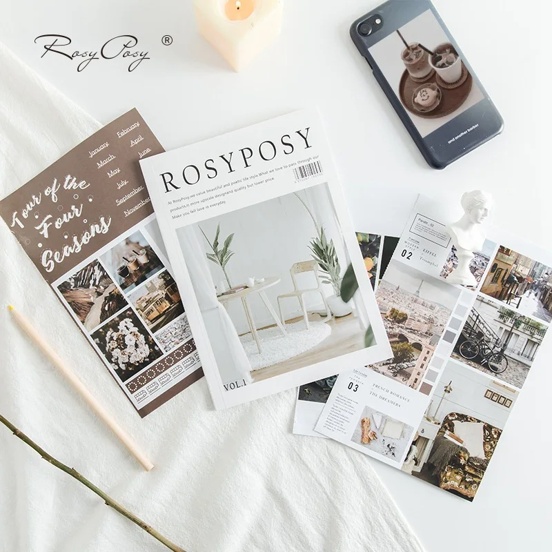 Rosy Posy-ملصقات زخرفية على شكل دب كرتوني عتيق ، 20 صفحة ، ألبوم يوميات ، هدية A6786