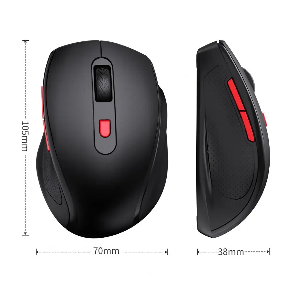 

T67 Bluetooth Wireless Mouse Comfortable Grip Plug Play Ergonomic Design ABS 6 Buttons 1600 DPI Mute Office Gaming Mouse For PC