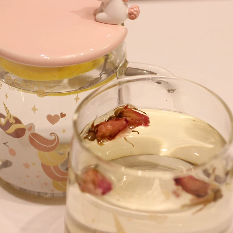 Креативная Милая стеклянная Прозрачная крышка в виде единорога ложка кружка