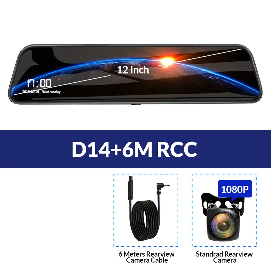 E-ACE 12 дюймов Android 4G DVR Автомобильная камера Android gps навигация автомобильный видеорегистратор с Bluetooth WiFi ADAS Автомобильный регистратор - Название цвета: D14 - 6M RCC