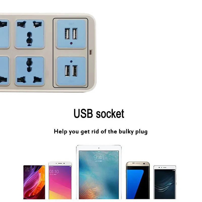 Extension Socket Australia Nz CN 10A Plug 8AC Universal Sockets Outlet 4USB Fast Charger Adapter Power Strip | Электроника
