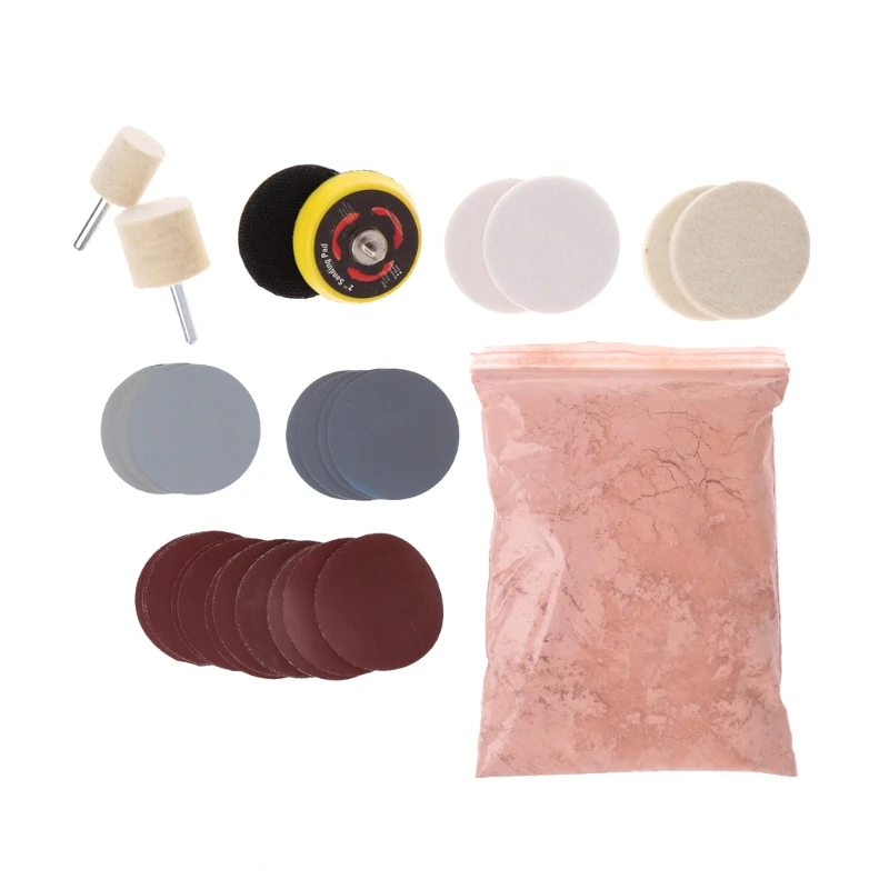 

34 Pcs Deep Scratch Remover Car Glass Polishing Kit 8 OZ Cerium Oxide and 2'' Wheel