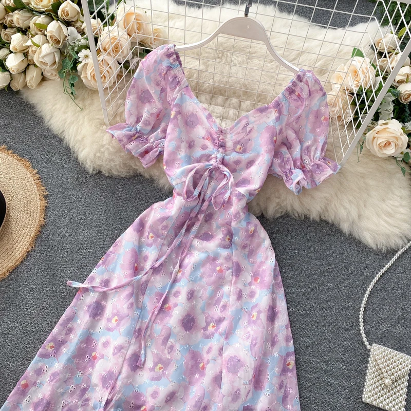 Женское платье с цветочным принтом SINGRAIN длинное средней длины квадратным