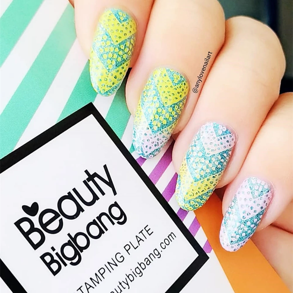 BeautyBigBang трафарет для дизайна ногтей Форма для ногтей Геометрическая тема прямоугольная пластина для штамповки ногтей для пластин BBB XL-017