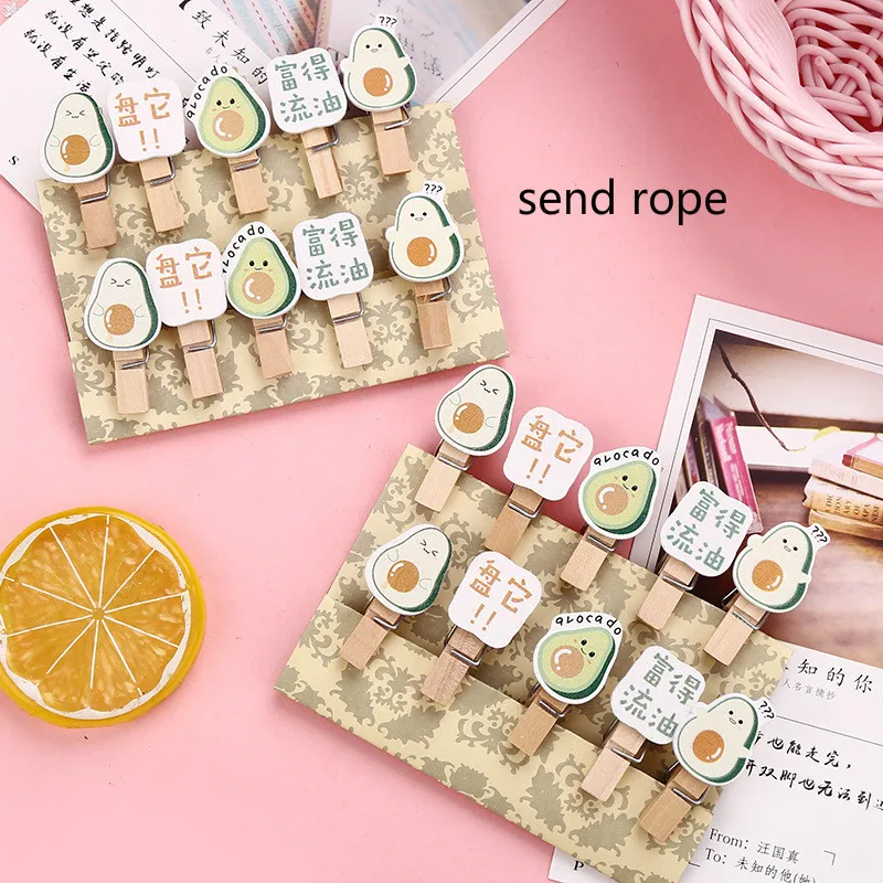 10 шт./компл. цветной деревянный зажим Рождественский Декор милый авокадо кролик