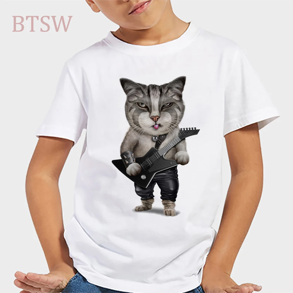 Футболка со смешным буквенным принтом новый Heavy Metal с изображением кошки для