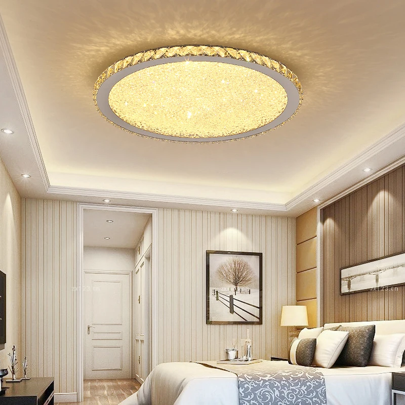 

Bedroom round crystal ceiling lamp ultra-thin simple atmosphere living room lamp remote control Nordic LED restaurant lighting