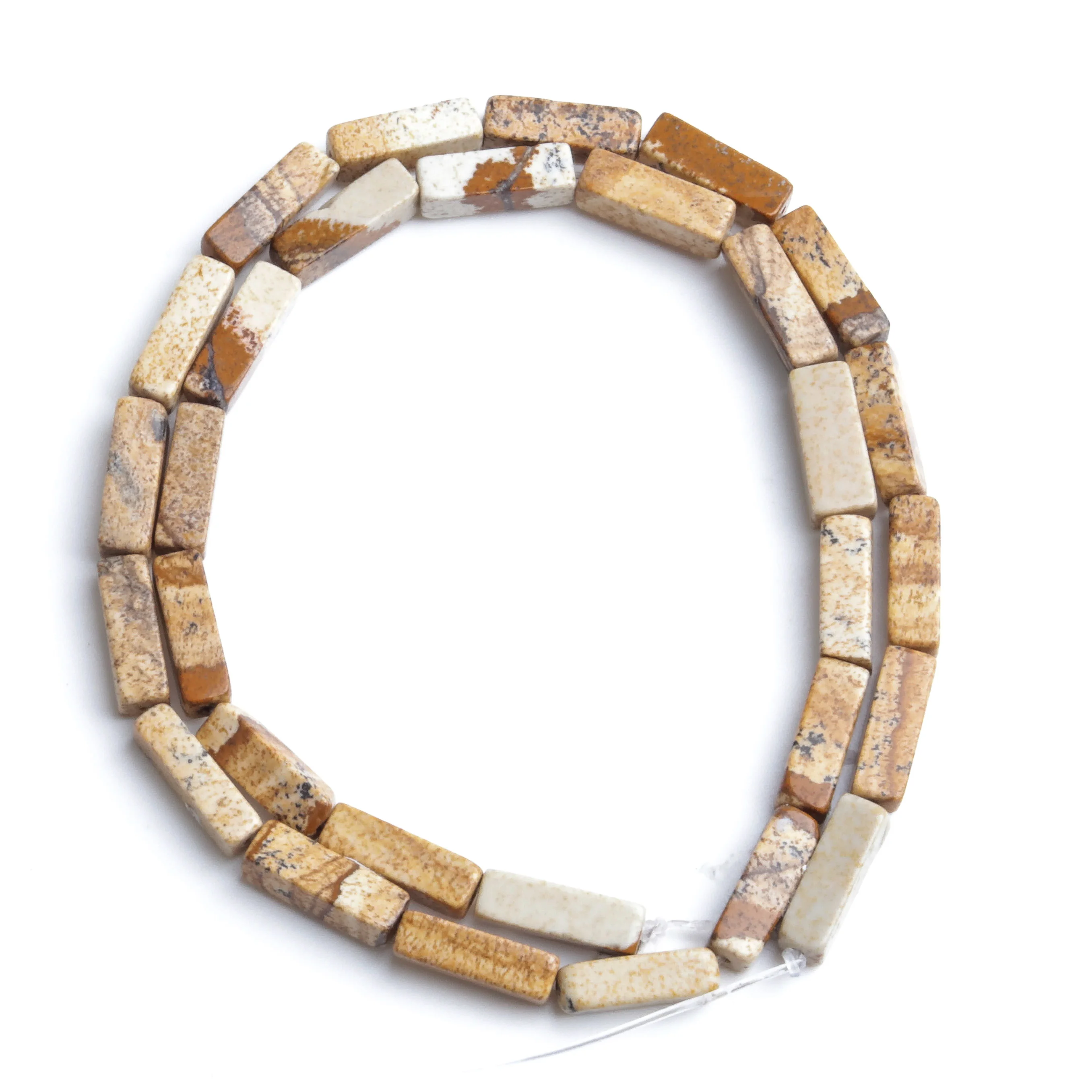 

Natural Stone 4x13mm PictureStone Rectangular Column Rectangular Square Loosely Spaced Bead Separator Bead DIY Necklace Bracelet