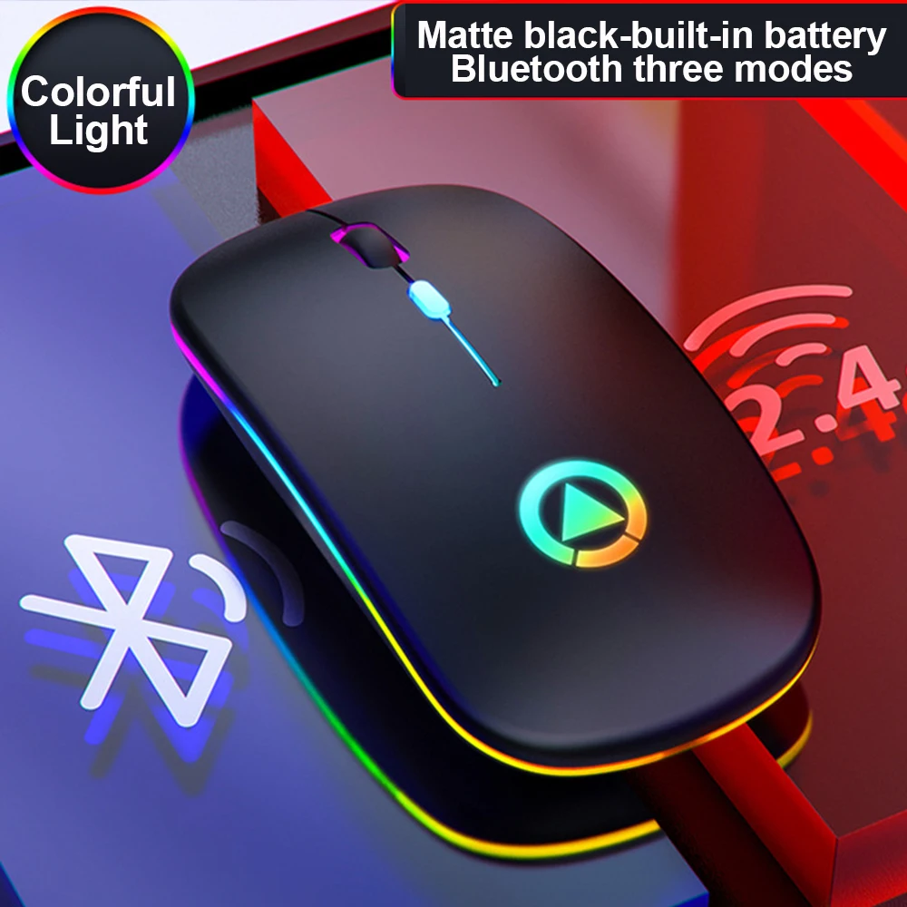 Bluetooth 5 0 2 4G беспроводная мышь перезаряжаемая RGB 7 цветов светодиодный подсветка