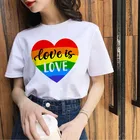 Женская футболка с принтом Love Is Love, летняя футболка с цветным графическим принтом, уличная модная футболка с коротким рукавом, 2021