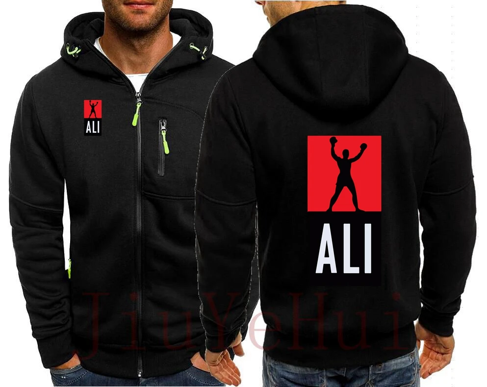Мужские толстовки Ali на молнии с капюшоном Мухаммеда Али мужской спортивный