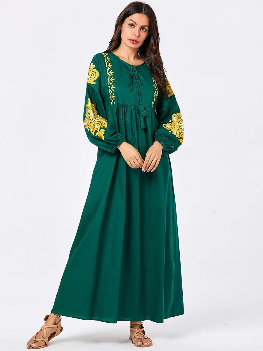 Женское платье с вышивкой и длинным рукавом большие размеры | Женская одежда