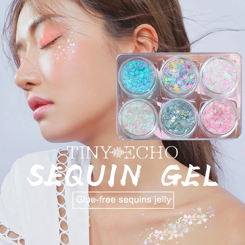 

6pcs/set Cosmetics Holiday Shiny Ultra-Thin Sequins Nail Stickers Sequins Eyeshadow Glitter STTX889