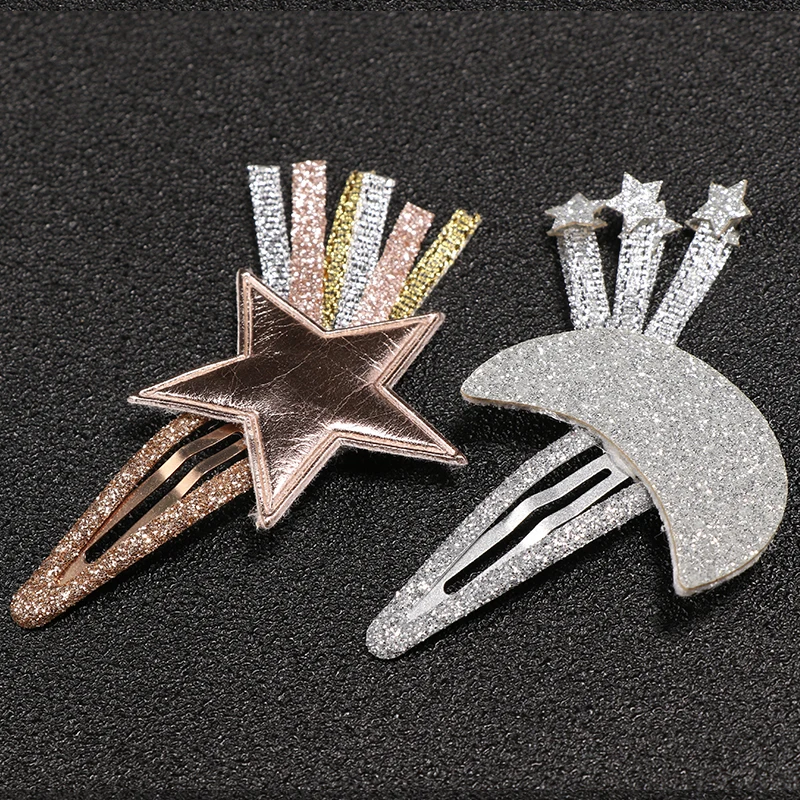 Детская заколка для волос с маленькими звездами и лунами девочек блестящая