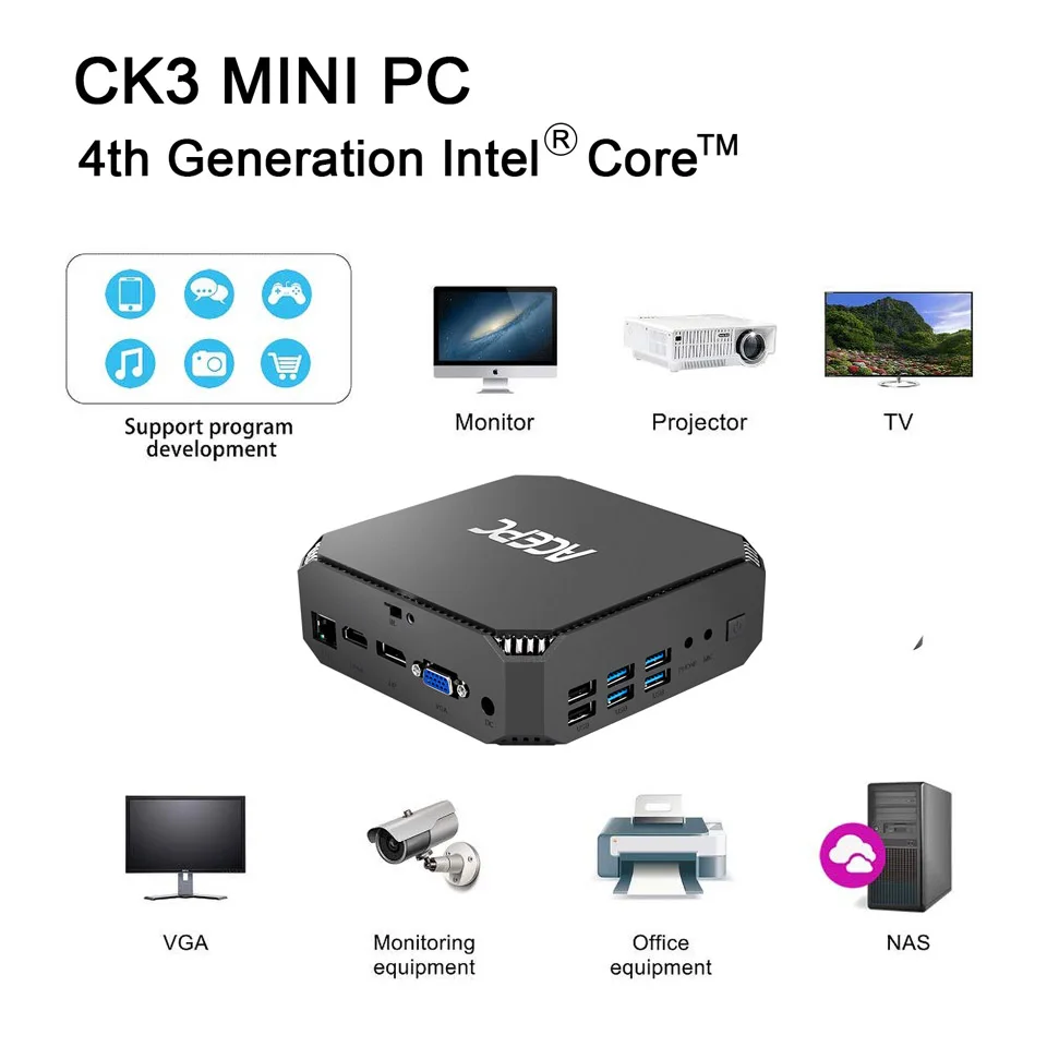 Мини-компьютер CK3 I7 4500U I5 4200U BT 4 2 4K ultra HD для воспроизведения видео офисное по Windows