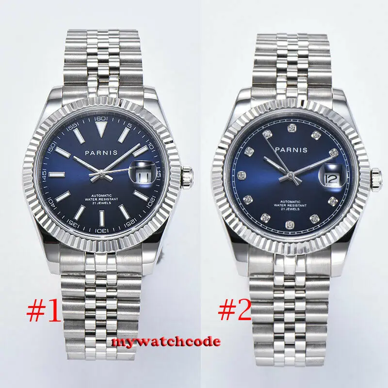 Мужские автоматические часы с синим циферблатом 21 драгоценность 39 5 мм | Наручные