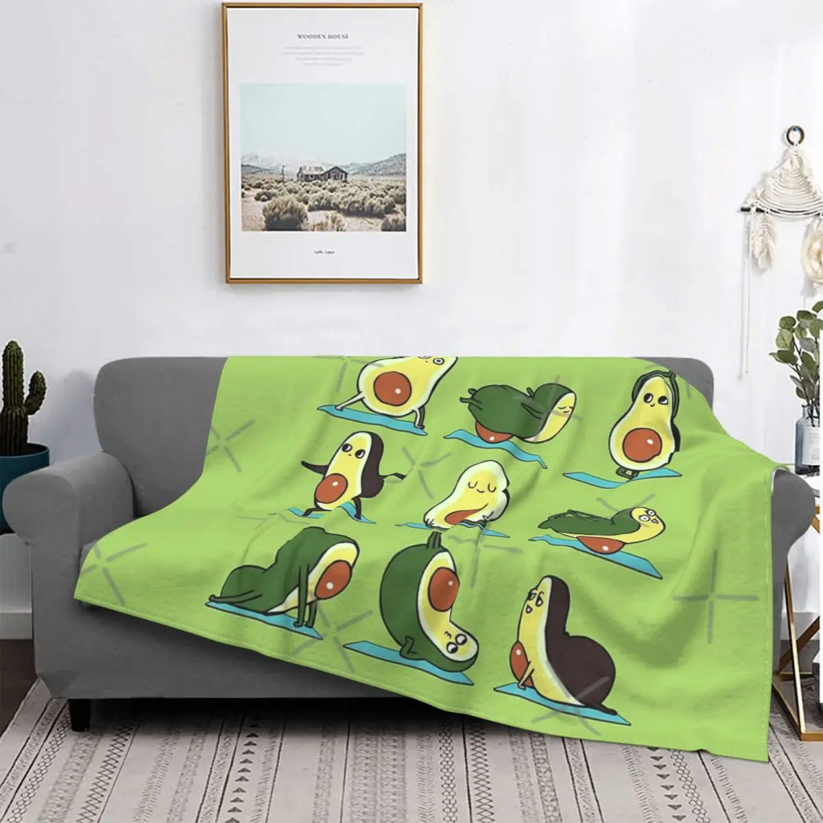 

Manta de Yoga con aguacate, colcha a cuadros para cama, manta para pickick