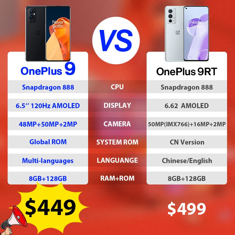 oneplus 9rt 9r t 5g smartphone chinese english 8gb 128gb snapdagon 888 120hz 6 62 inches amoled 65 warp charging free global shipping