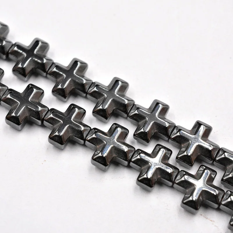 Concave Cross Bulge Black Hematite Stones Make Beads for Jewelry Making Accessories Bracelet Necklace DIY | Украшения и