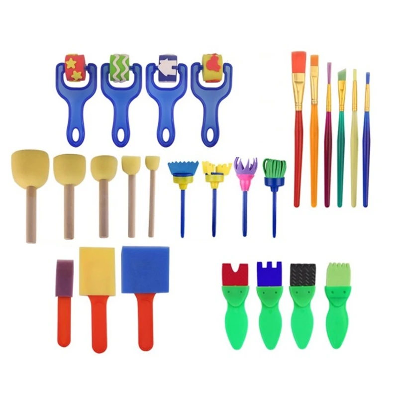 

26PCS/SET Washable Sponge Painting Brushes Set for Kids Children Toddler Early Education Toys Art Supplies Gifts