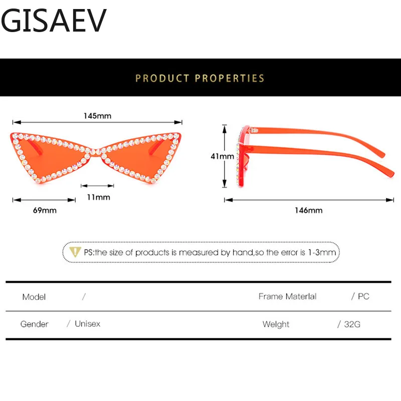 

GISAEV New Driving Glasses Woman Triangle Small Frame Diamonds Sunglasses Luxury Retro Rhinestone Cat Sunglasses Fashion Glasses