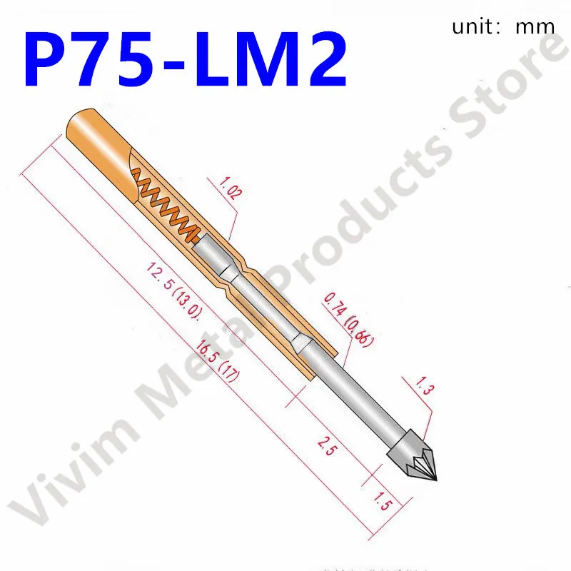 Никелированная пружина P75-LM2 100 шт. коническая головка диаметр 1 3 мм длина 16 5