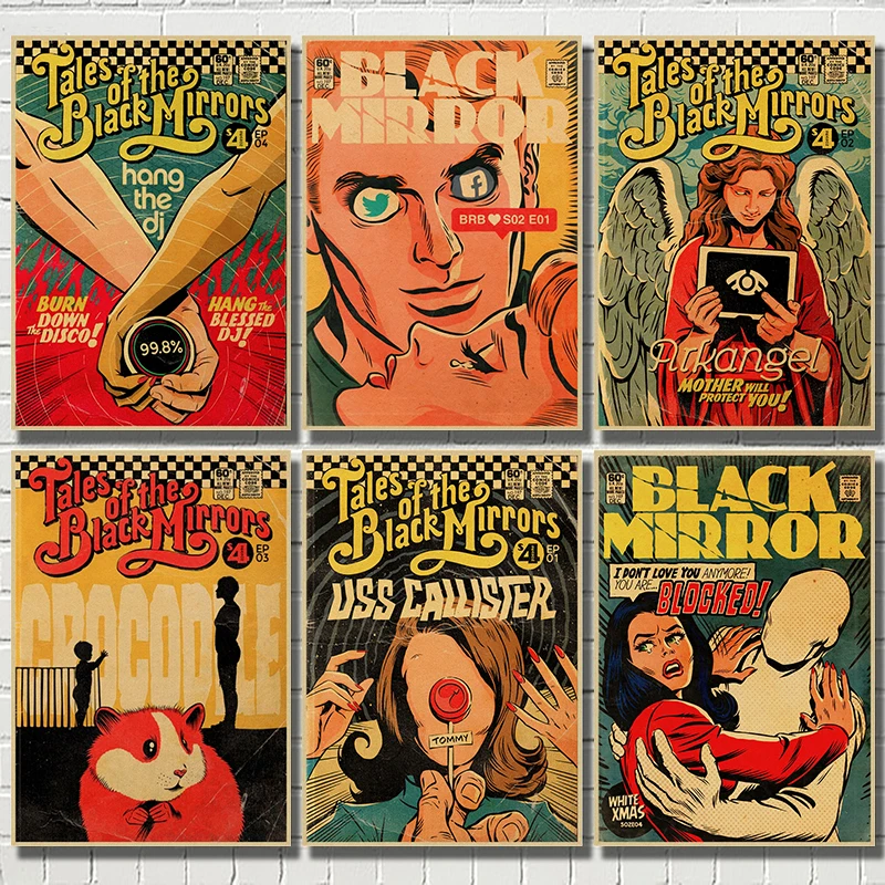 Винтаж классическое кино черное зеркало BBC постер картина ретро крафт бумага для