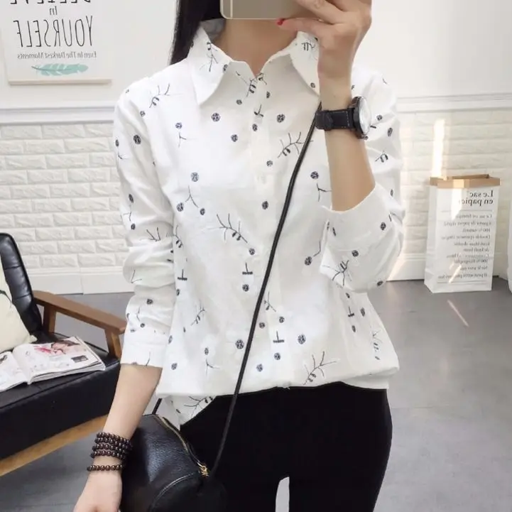 

Blouse Women Shirt Women's Cotton Linen Long Sleeve 2021 Spring Autumn Top Loose Shirt Blusas Mujer De Moda