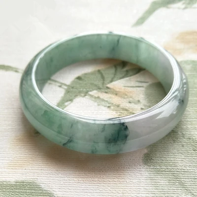 

Myanmar jade light two-tone 54-64mm bracelet, elegant princess jewelry, gift for mother to girlfriend