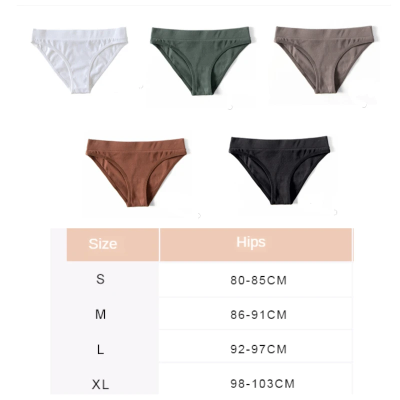 

3pcs Pack Women Cotton Panties Bikini Panty Underwear Mid Waist High Cut Briefs Solid Sports Elastic Comfort Female Underpants