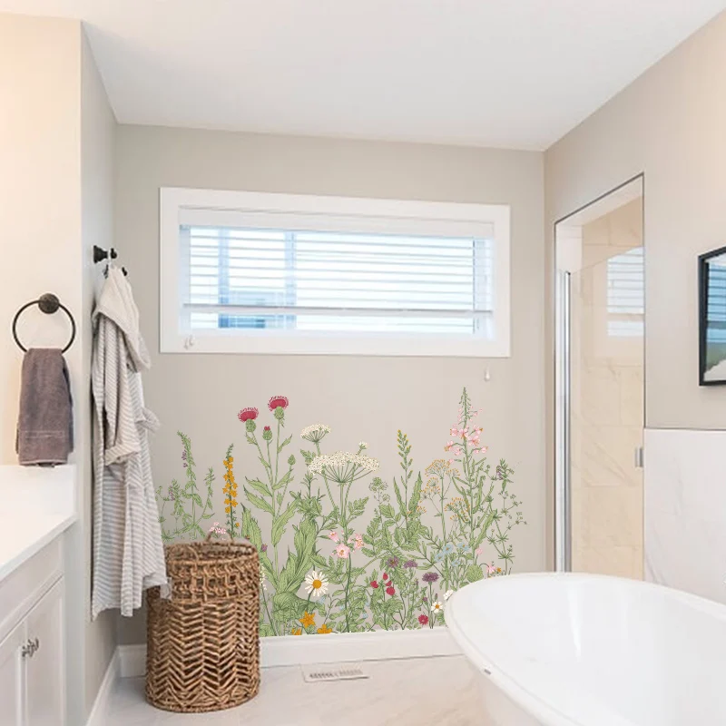 Птицы на проводе красочные тропический цветок Стикеры для растений стену