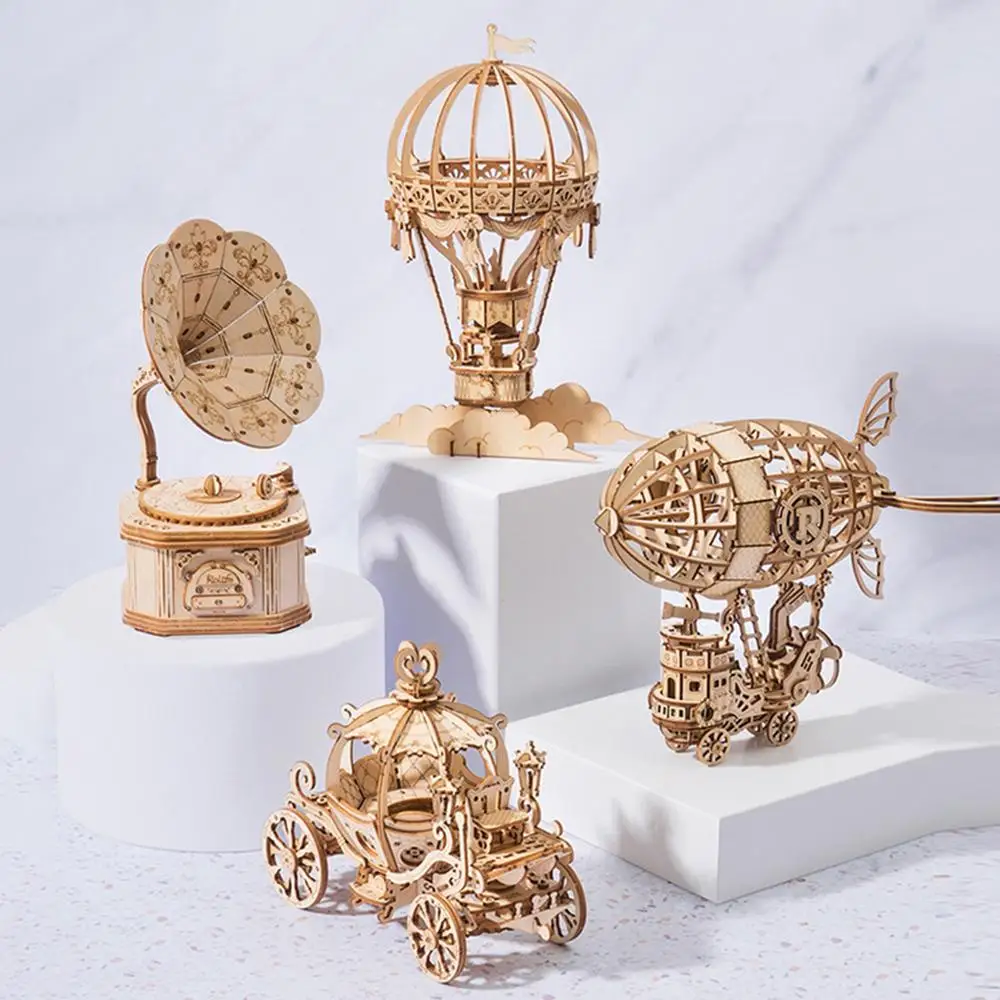 

DIY Science 3D Wooden Puzzle Airship Mechanical Transmission Model Assembling Educational Diy Assembly Toys toys for children