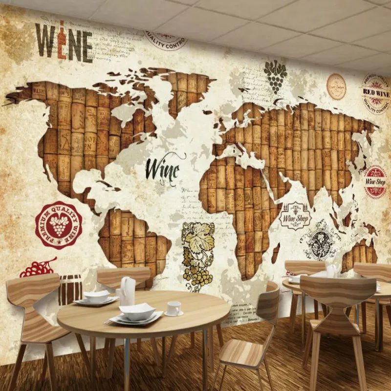 3D обои на заказ в стиле ретро с картой мира Настенные для стен кофейни ресторана