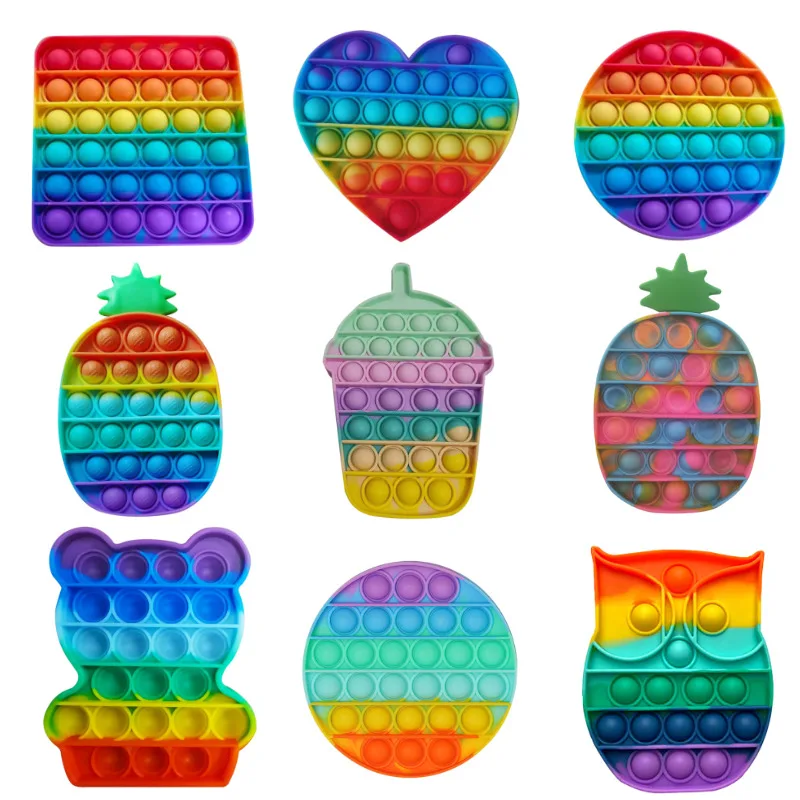 

Rainbow Bubble Pops Fidget Kids Toy Sensory Autisim Special Need Its Anti-stress Stress Relief Squishy Fidget Toy Random Color