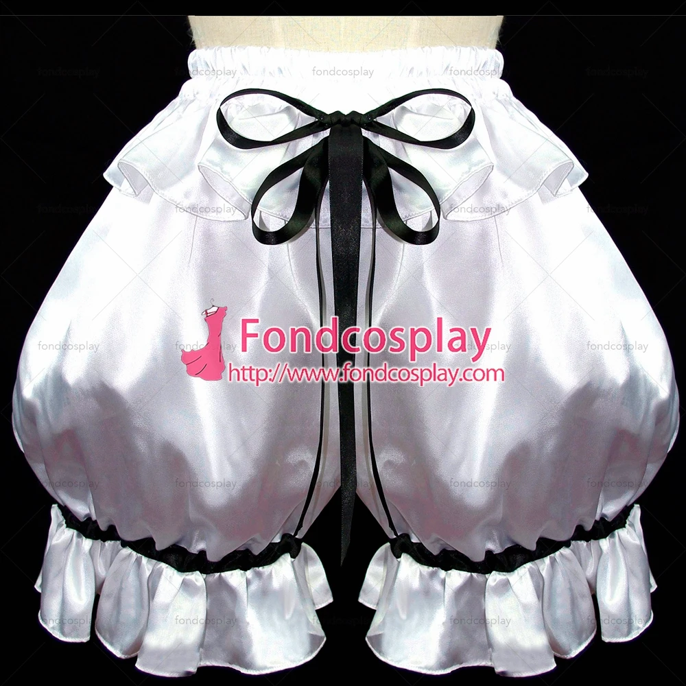 

fondcosplay cross dressing sissy maid White Gothic Lolita panties Punk Bloomers Satin Pants Have A Bowknot Custom-made[G588]