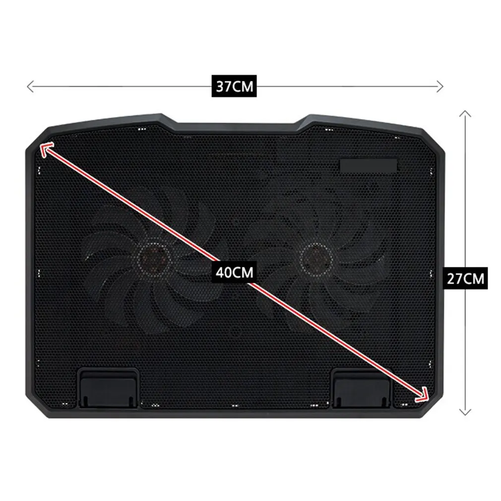 

High Efficiency Low Noise 2 Air Fans LED 2 USB Ports Adjustable Height Stand Pad Cooler For 15.6" laptop Notebook