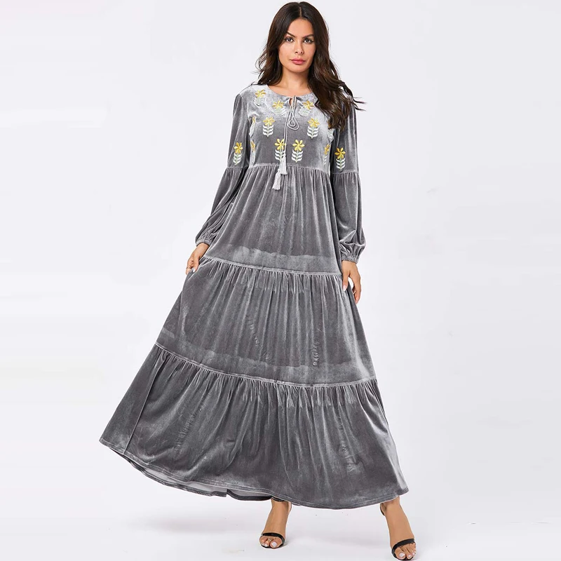 Бархатное платье кафтан в Дубае мусульманская женская одежда большого размера