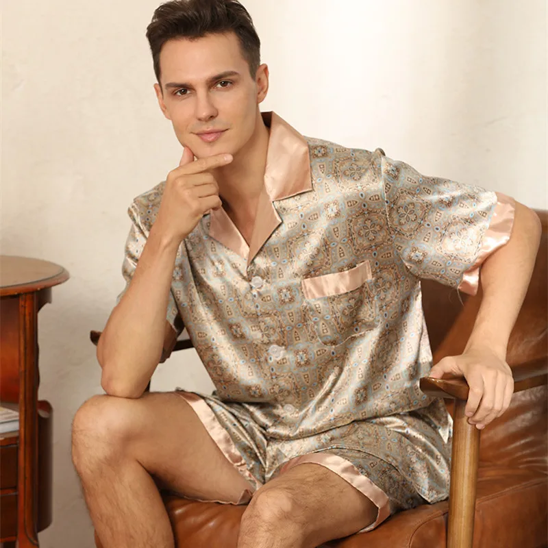 3xl Luxury Pajamas Mens Designer Pajamas Set Sleepwear Silk Pajamas for Men Nightgown Home Soft Cozy Short Sleeve Sleep Tops