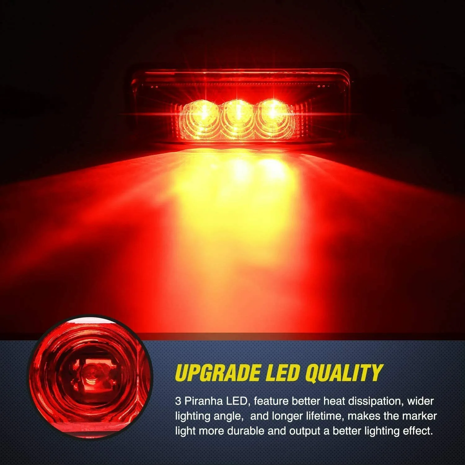 

Clearance Light Side Markers Light 12-24V 2PCS 3.90 X 1.25 Inch 3LED Red
