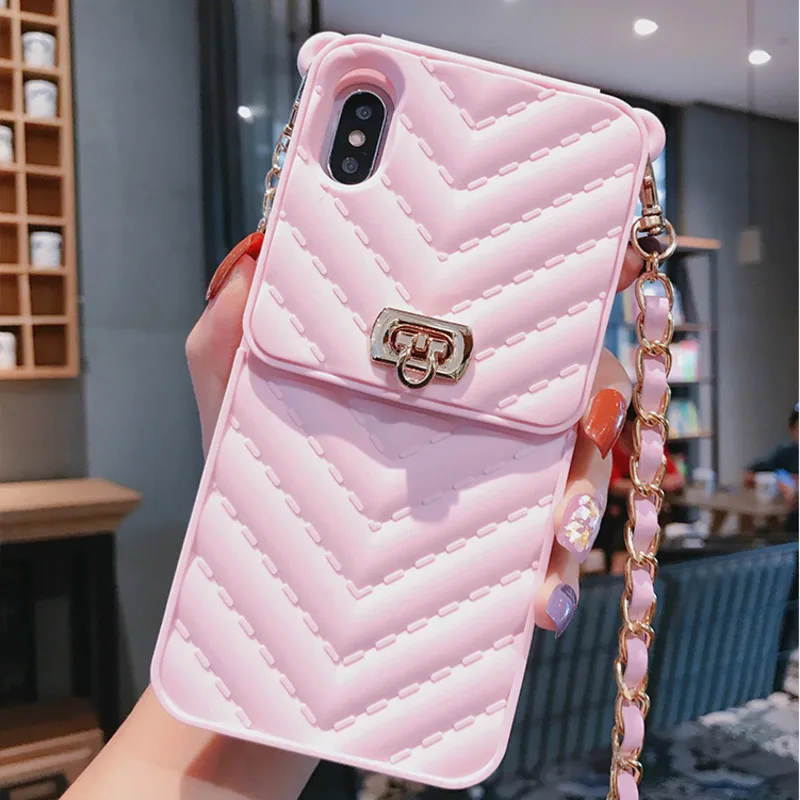 2022.Luxurious Portable With Metal lanyard Phone Case For IPhone 11 Pro XR XS Max 12 All-inclusive Wallet Cover For IPhone 6 7